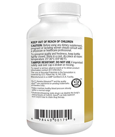 Qunol Ubiquinol 200mg, Powerful Antioxidant for Heart and Vascular Health, Essential for energy production, Natural Supplement Active Form of CoQ10, 60 Count